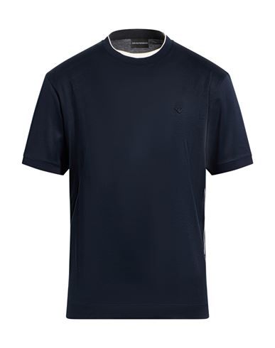 Emporio Armani Man T-shirt Midnight Blue Size L Lyocell, Cotton In Blue