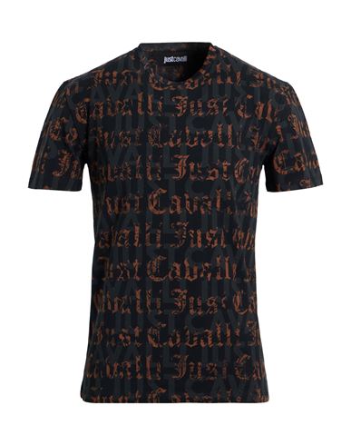 Just Cavalli Man T-shirt Black Size M Cotton, Elastane In Black