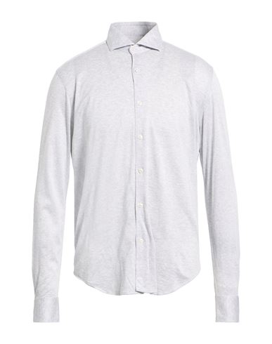 Xacus Man Shirt Light Grey Size 17 Cotton, Silk In Gray