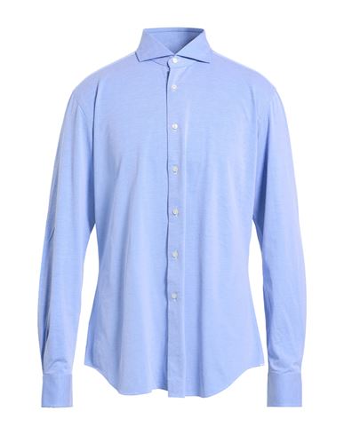 Xacus For Franz Kraler Man Shirt Blue Size 16 ½ Cotton, Polyamide, Elastane In Blue