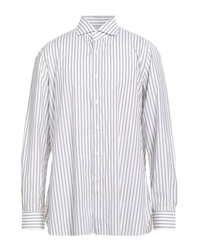 Isaia Man Shirt Grey Size 17 ½ Cotton In White