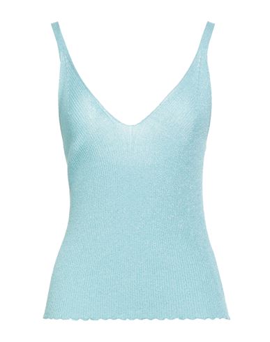 Markup Woman Top Turquoise Size Xl Viscose, Lurex In Blue