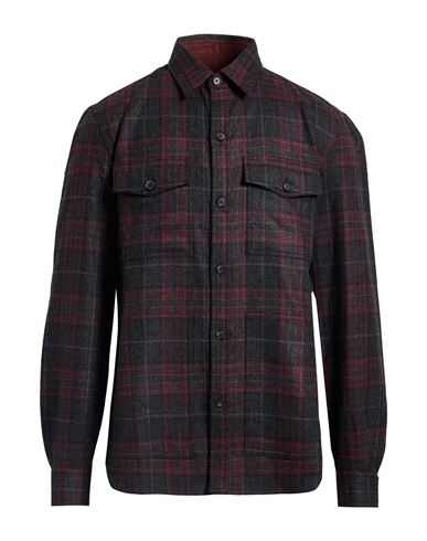 Isaia Man Shirt Charcoal Size Xxl Wool, Cashmere In Red