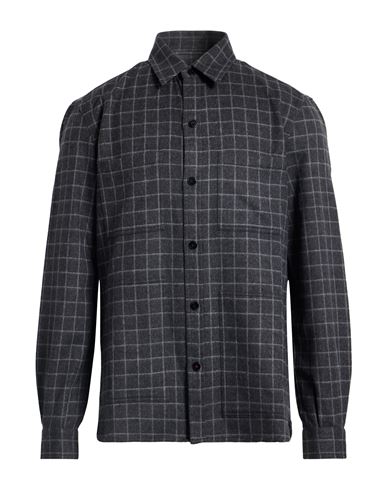 Isaia Man Shirt Charcoal Size Xxl Wool, Cashmere In Black