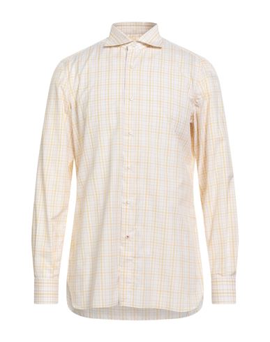 Isaia Man Shirt Mustard Size 17 ½ Cotton In Gold
