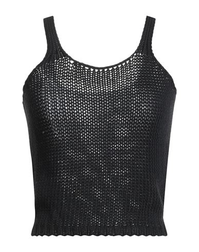 Vicolo Woman Top Black Size Onesize Cotton, Polyamide In Black