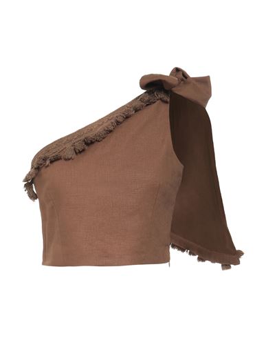 Vicolo Woman Top Brown Size Onesize Linen, Viscose In Brown