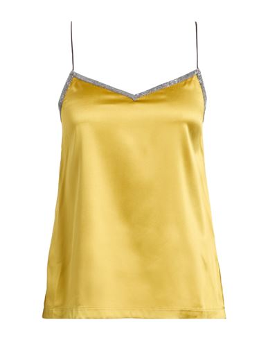 Fabiana Filippi Woman Top Mustard Size 4 Silk, Elastane, Leather, Ecobrass In Yellow