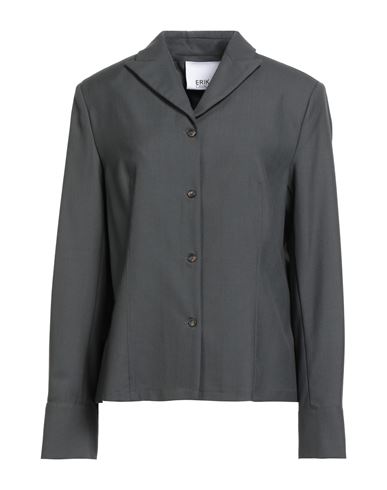 Erika Cavallini Woman Shirt Charcoal Size 8 Virgin Wool In Gray