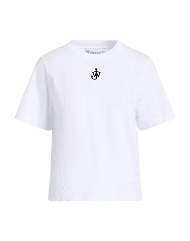 Jw Anderson Anchor Embroidery Panelled Cropped Tshirt In White