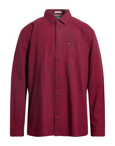 Tommy Jeans Man Shirt Red Size Xl Cotton In Red