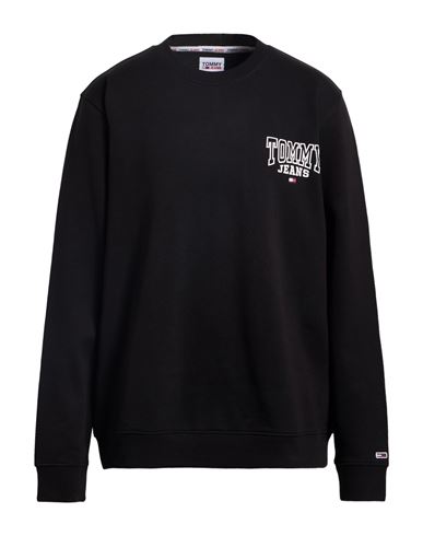 Tommy Jeans Man Sweatshirt Black Size Xxl Cotton In Black