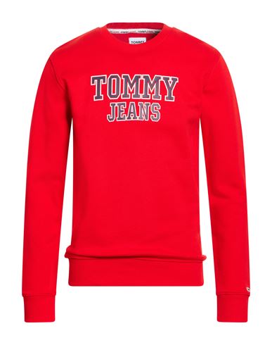 Tommy Jeans Man Sweatshirt Red Size S Cotton