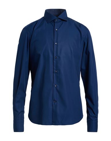 Antonelli Man Shirt Navy Size 17 Cotton In Blue