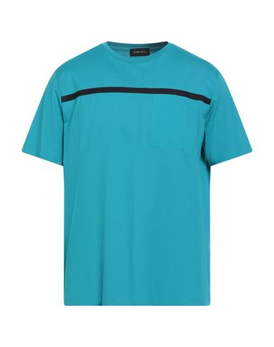 Herno Laminar Man T-shirt Turquoise Size 40 Cotton, Ptfe - Polytetrafluoroethylene, Polyester In Blue