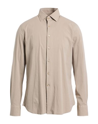 Seventy Venezia Man Shirt Beige Size 16 ½ Cotton, Elastane In Gray