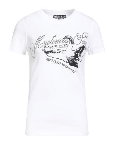 Versace Jeans Couture Woman T-shirt White Size L Cotton, Elastane In White