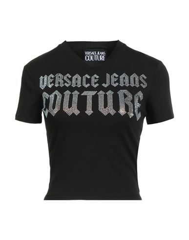 Versace Jeans Couture Woman T-shirt Black Size L Cotton, Elastane In Black