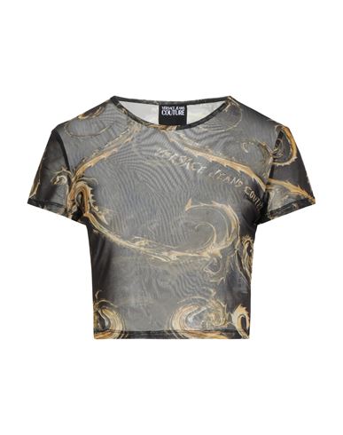 Versace Jeans Couture Chromo Couture-print Mesh T-shirt In Black