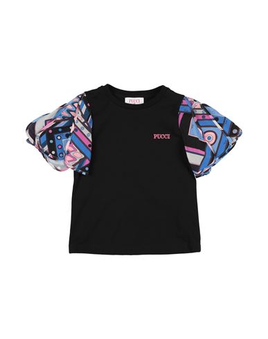 Pucci Toddler Girl T-shirt Black Size 6 Cotton, Viscose, Elastane, Polyester In Black