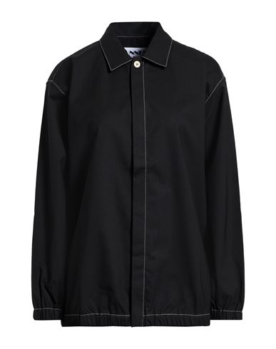Sunnei Woman Shirt Midnight Blue Size L Virgin Wool In Black