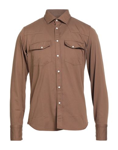Gmf 965 Man Shirt Brown Size 15 ¾ Cotton In Brown