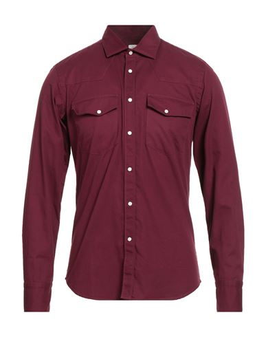 Gmf 965 Man Shirt Burgundy Size 15 ¾ Cotton In Red