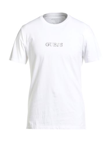Guess Man T-shirt White Size L Organic Cotton, Cotton In White