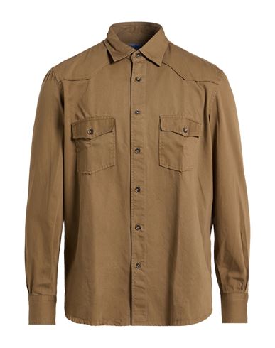 Mazzarelli Blu Man Shirt Khaki Size 15 ¾ Cotton In Brown