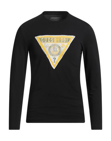 Guess Eco Man T-shirt Black Size Xs Organic Cotton, Cotton, Elastane In Black