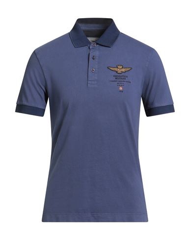 Aeronautica Militare Man Polo Shirt Navy Size M Cotton In Blue