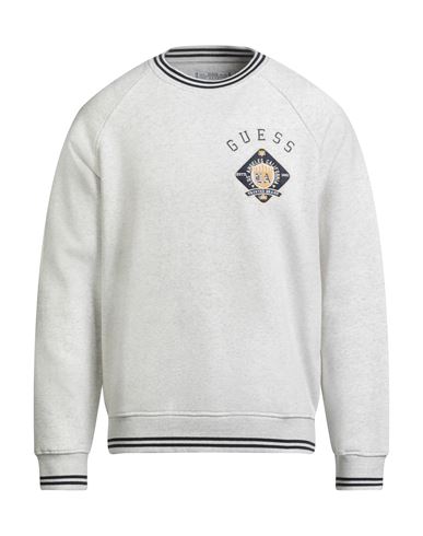 Guess Man Sweatshirt Light Grey Size L Cotton, Polyester In White