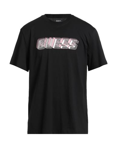 Guess Man T-shirt Black Size S Cotton In Black