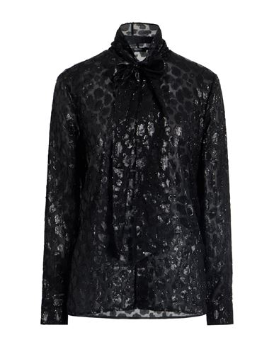 Versace Woman Shirt Black Size 10 Silk, Polyamide In Black
