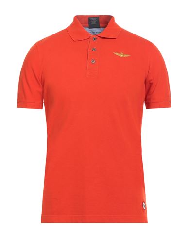 Aeronautica Militare Man Polo Shirt Orange Size S Cotton In Orange