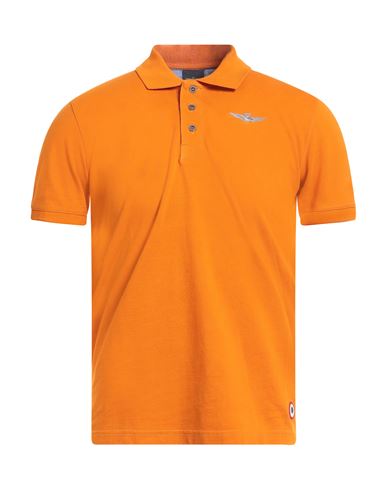 Aeronautica Militare Man Polo Shirt Mandarin Size S Cotton In Orange