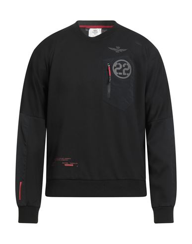 Aeronautica Militare Man Sweatshirt Black Size Xl Viscose, Polyamide, Elastane In Black