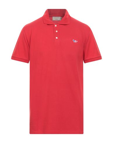 Maison Kitsuné Man Polo Shirt Red Size L Cotton In Red