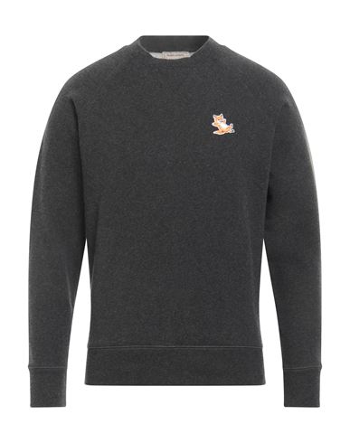 Maison Kitsuné Man Sweatshirt Charcoal Size S Cotton, Wool In Gray