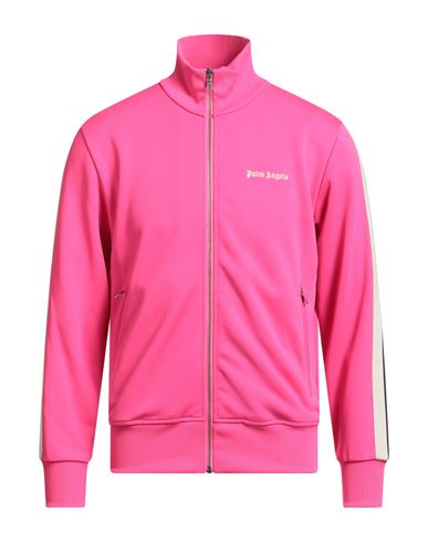 Palm Angels Man Sweatshirt Fuchsia Size L Polyester In Pink