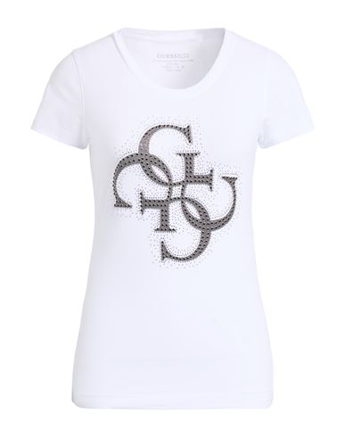 Guess Woman T-shirt White Size Xs Cotton, Elastane