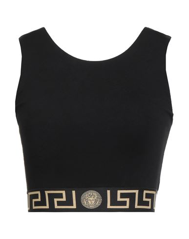 Versace Woman Top Black Size S Viscose, Polyamide, Elastane, Polyester In Black