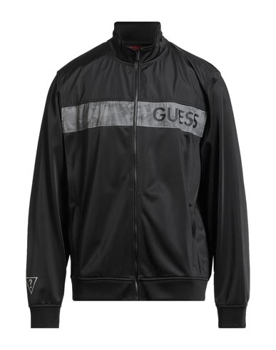 Guess Man Sweatshirt Black Size L Polyester In Black