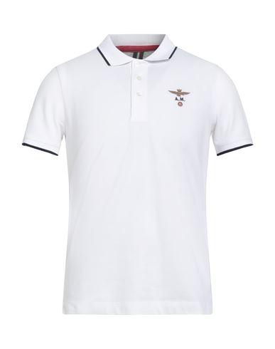 Aeronautica Militare Man Polo Shirt White Size S Cotton In White
