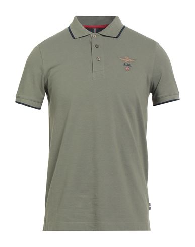 Aeronautica Militare Man Polo Shirt Military Green Size S Cotton In Green