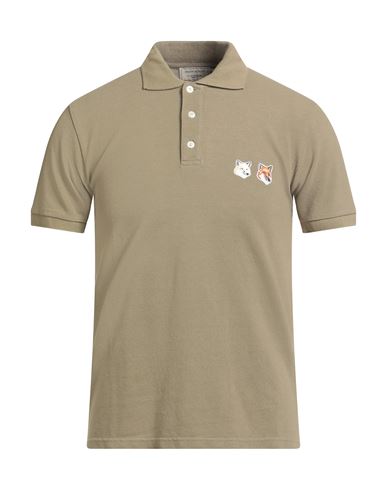 Maison Kitsuné Man Polo Shirt Military Green Size Xs Cotton In Green