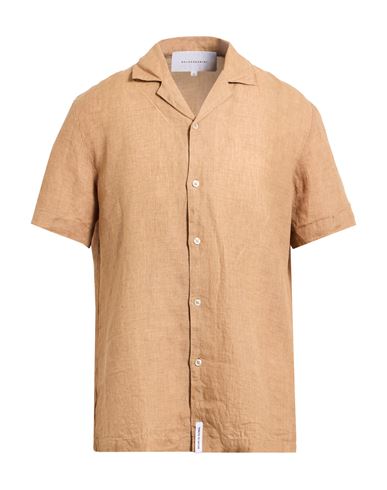 Baldessarini Man Shirt Camel Size 17 ½ Linen In Brown