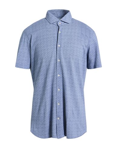 Baldessarini Man Shirt Slate Blue Size 17 ¾ Cotton In Blue