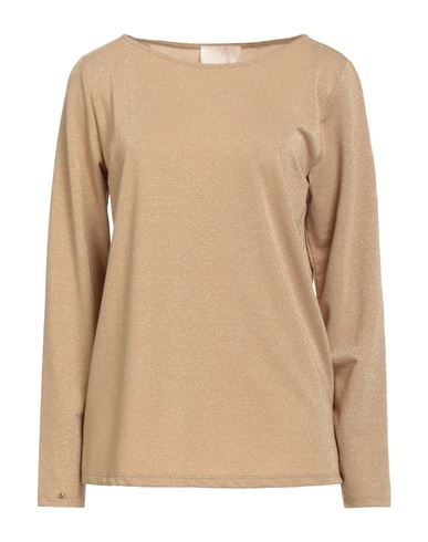 Iblues I Blues Woman Top Gold Size L Viscose, Polyester, Metallic Fiber, Polyamide, Elastane In Gold