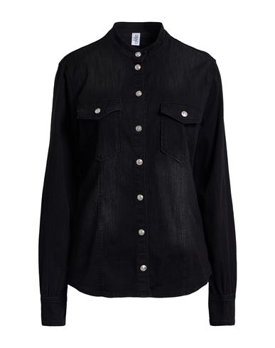 Liu •jo Woman Denim Shirt Black Size 8 Cotton, Elastane In Black